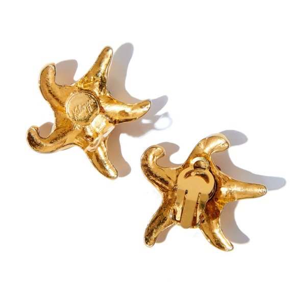 Authentic Kalinger Star Earrings Vintage, Gold Plated, French Earrings, Starfish - Picture 3 of 4